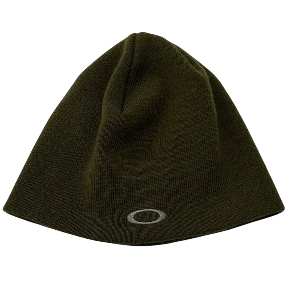 Vintage 90s Y2K Oakley Beanie Software Center Logo Streetwear Skate Skull Green - Picture 2 of 8